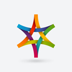 Six-pointed geometric star symbol in rainbow gradient colors