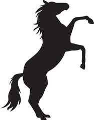 Fototapeta na wymiar Jumping black Horse silhouette. Vector rearing horse cutout. Vector illustration isolated for print, web and poster. Clipart, symbol, logo, graphic, free mustang, show animal, stallion design. EPS 10