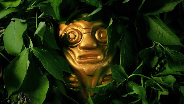 Golden Idol Figure Hidden In The Jungle