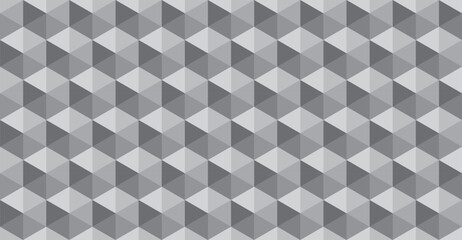 Polygonal Mosaic pattern. Cubes. Gray Grid Mosaic Background, Creative Design Templates. Abstract Background with triangles. 3d Geometric seamless pattern. Hexagon. Monochrome texture. LightGradient.