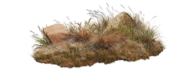 Meadows with boulders Autumn on a transparent background