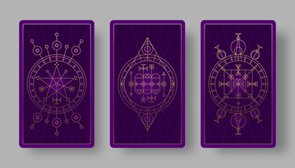 Tarot cards back set with mystical symbols - 523217181