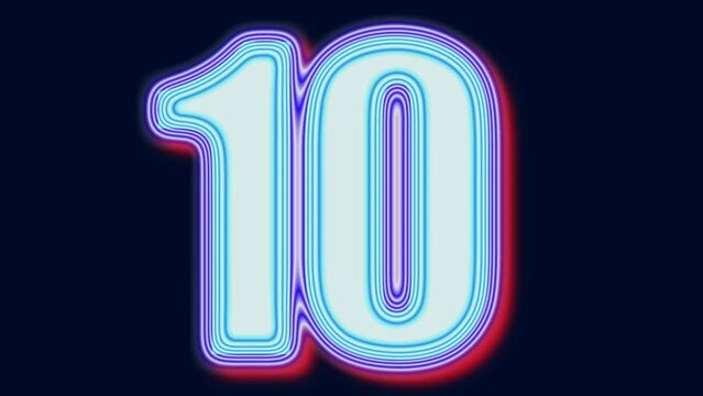 Neon alphabet letter with in abstract template number word countdown 4k video animation. 