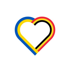 friendship concept. heart ribbon icon of ukrainian and belgian flags. vector illustration isolated on white background