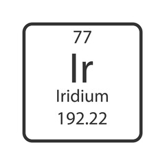 Iridium symbol. Chemical element of the periodic table. Vector illustration.
