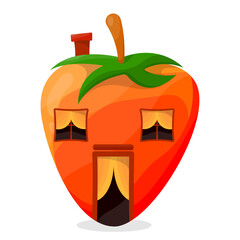 cute dwarf strawberry house vector art colorful 