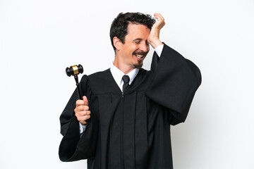 Naklejka premium Young judge caucasian man isolated on white background has realized something and intending the solution