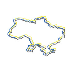 Ukraine, Europe. Vector line drawing of silhouette of Ukrainian border. Abstract vector linear illustration . One line drawing of Ukraine with Crimea. Print design. Map, poster, banner. Simple, trendy