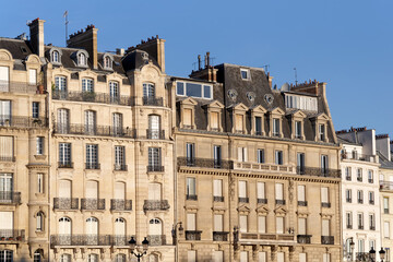 Fototapeta na wymiar Facades and old architecture of the Ile de la cité in Paris
