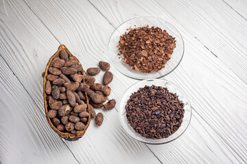 cocoa beans as background. Cocoa products
