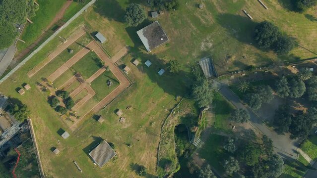 Top down view of Parco del Colle Oppio in Rome