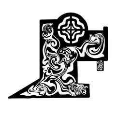 Stylized Original Cute Dragon celtic pattern izolated on white background