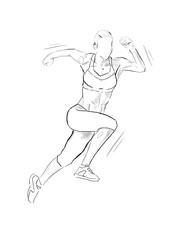 Fototapeta na wymiar Running athlete woman. Black silhouette on white background.