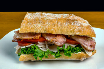 turkey  blt on ciabatta bread,