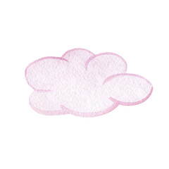 Watercolor pink cloud isolated on white