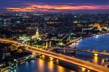 Bangkok Transportation with Landmark of Bangkok (Thailand)