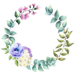 Naklejka premium Watercolor floral frame.