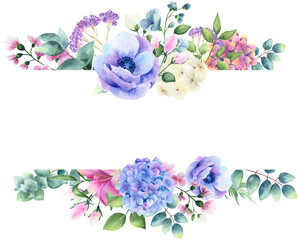 Fototapeta na wymiar Watercolor floral frame.