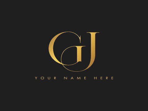 creative golden luxury GJ, JG initial elegant letter monogram logo vector template
