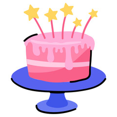 Birthday cake doodle sticker is up for premium use 