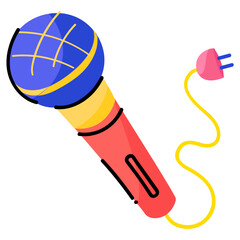 Modern doodle sticker of singing mic 
