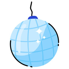 Modern hand drawn sticker of disco ball 