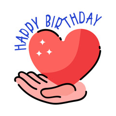 Visually appealing doodle sticker of happy birthday 