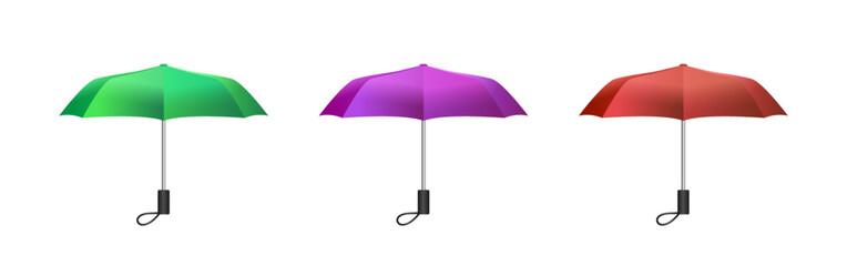 Realistic 3d umbrella. Set of vector umbrellas. Vector clipart isolated on white background.