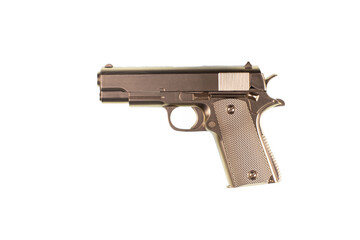 golden pistol isolated on white background