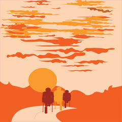 Naklejka premium family on the beach