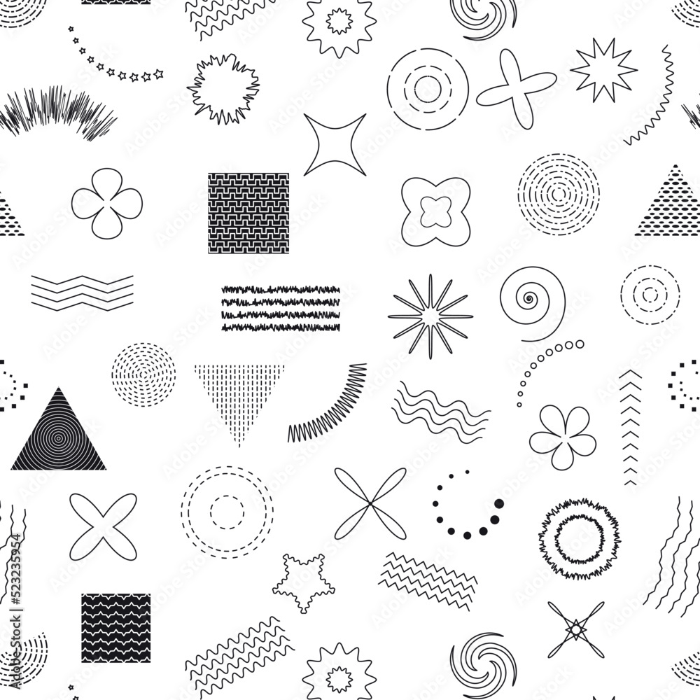 Aufkleber geometric shape pattern. simple memphis line background, summer trendy and mathematics modern textur