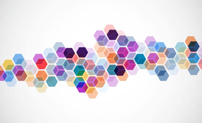 Hexagons pattern on gray background. Genetic research, molecular structure. Chemical engineering. Concept of innovation technology. Used for design healthcare, science and medicine background