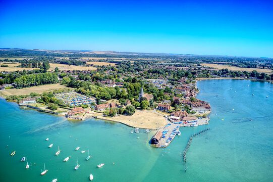 Aerial photo towards the Jetty of the beautiful village of Bosham, a popular sailing location in West Sussex England