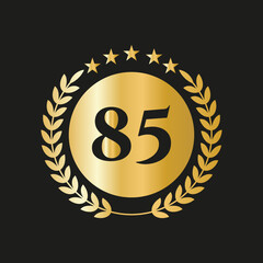 85th Years Anniversary Celebration Icon Vector Logo Design Template With Golden Concept