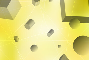 Light Yellow vector background with 3D cubes, cylinders, spheres, rectangles.