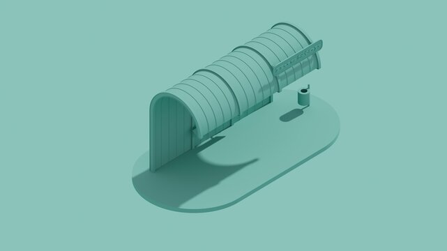 3d rendering bus stop isolated green isometric