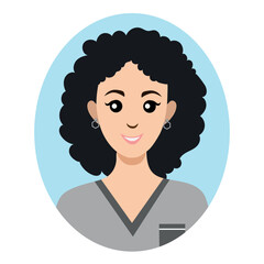 Abstract woman cartoon avatar. Woman doctor. Illustration in flat style.