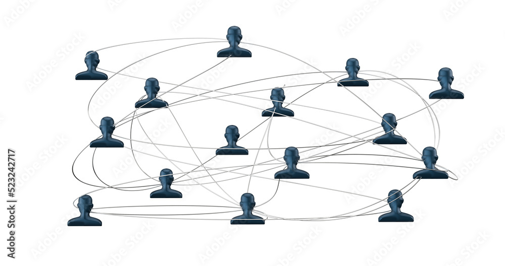 Poster Global network. Blockchain. 3D illustration. Neural networks and artificial intelligence. Abstract
