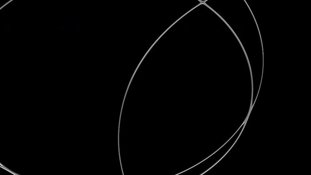 A graphic looping animation video with a transparent background alpha channel that weaves a silver ring as it transforms.