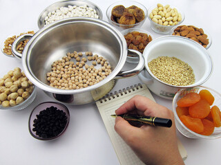    Traditional Turkish dessert ashure - Noah's Pudding ingridients, making of     