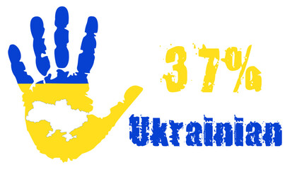 37 percent of the Ukrainian nation with a palm in the colors of the national flag and a map of Ukraine