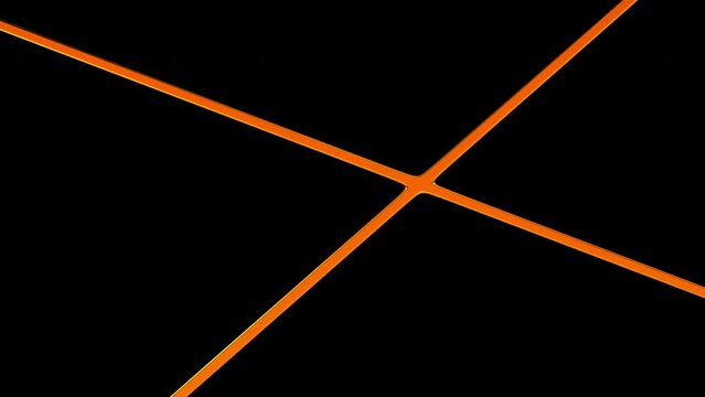 A graphic looping animation video with a transparent background alpha channel that weaves orange Lines while transforming.