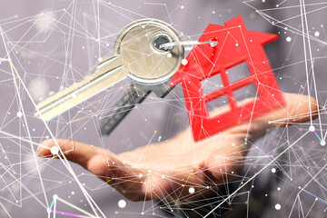  house in among houses for real estate  concept.