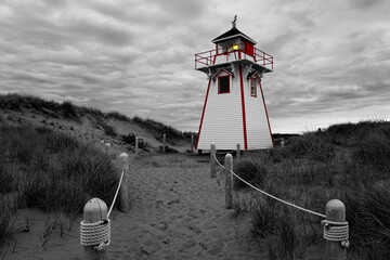 Selective color of Covehead Hourbour Lighthouse on Prince Edward Island