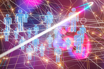 Global network. Blockchain. 3D illustration. Neural networks and artificial intelligence. Abstract