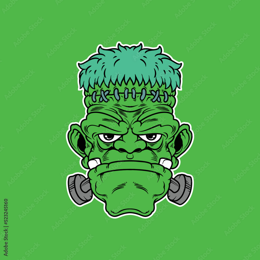 Wall mural frankenstein cartoon head