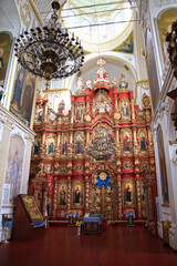 Fototapeta na wymiar Interior of Mgarsky Spaso-Preobrazhensky Monastery in Poltava region, Ukraine 
