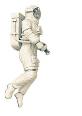 astronaut space walking in a white background