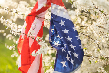 Naklejka premium American flags in flowers on the Fourth of July