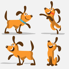 Collection with cute cartoon dogs. Set of funny dogs, on a white background. Furry human friends home animals